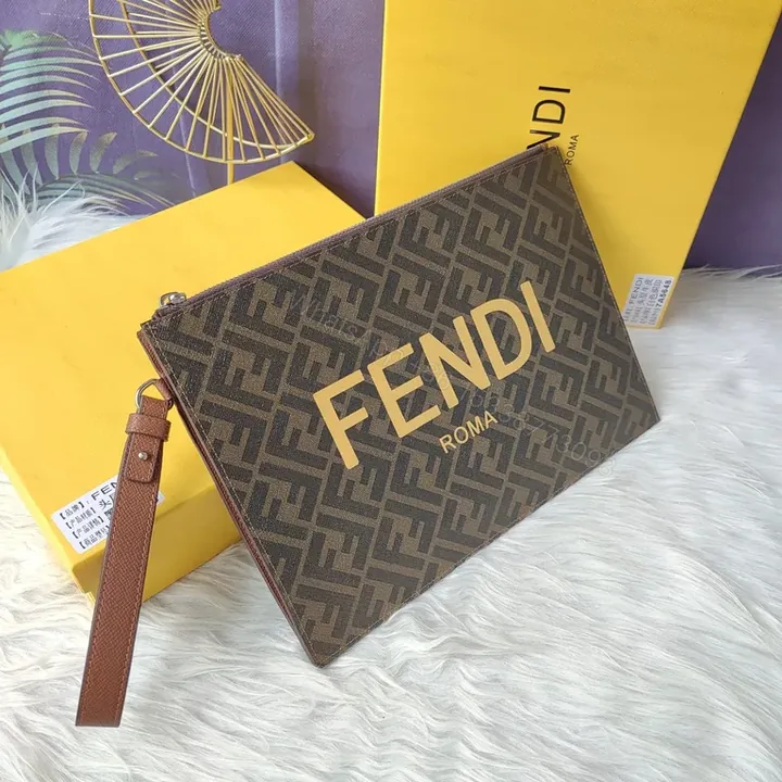 View 1 of Monogrammed Leather Carryall: Luxury Clutch with Fendi Signature