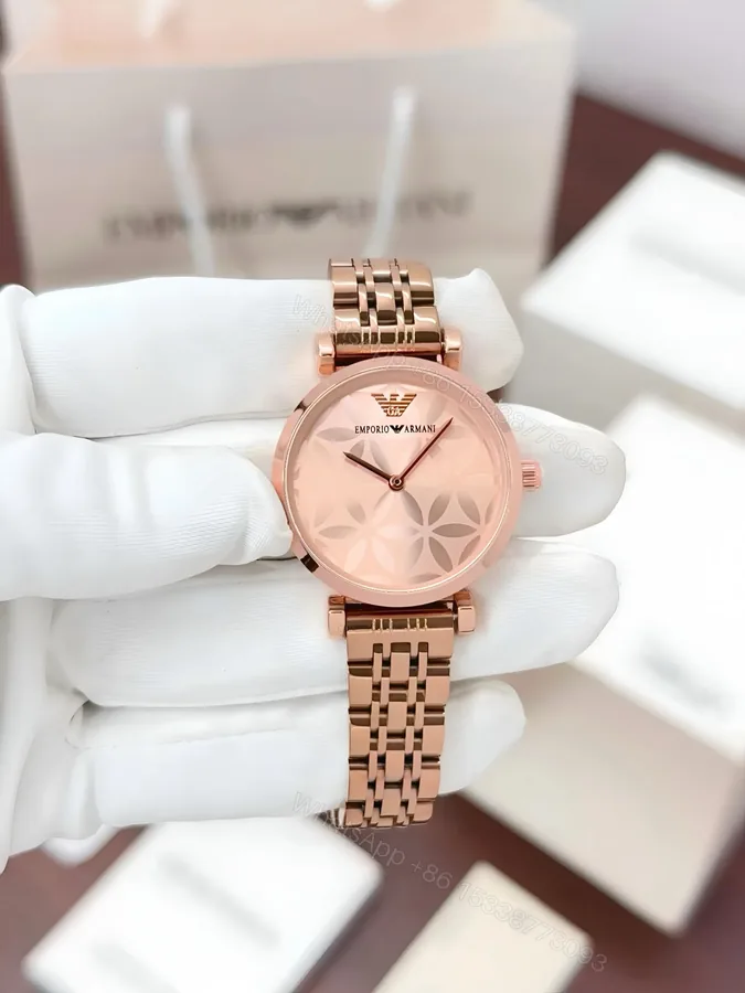 View 1 of Emporio Armani Slim Rose Gold Floral Dial