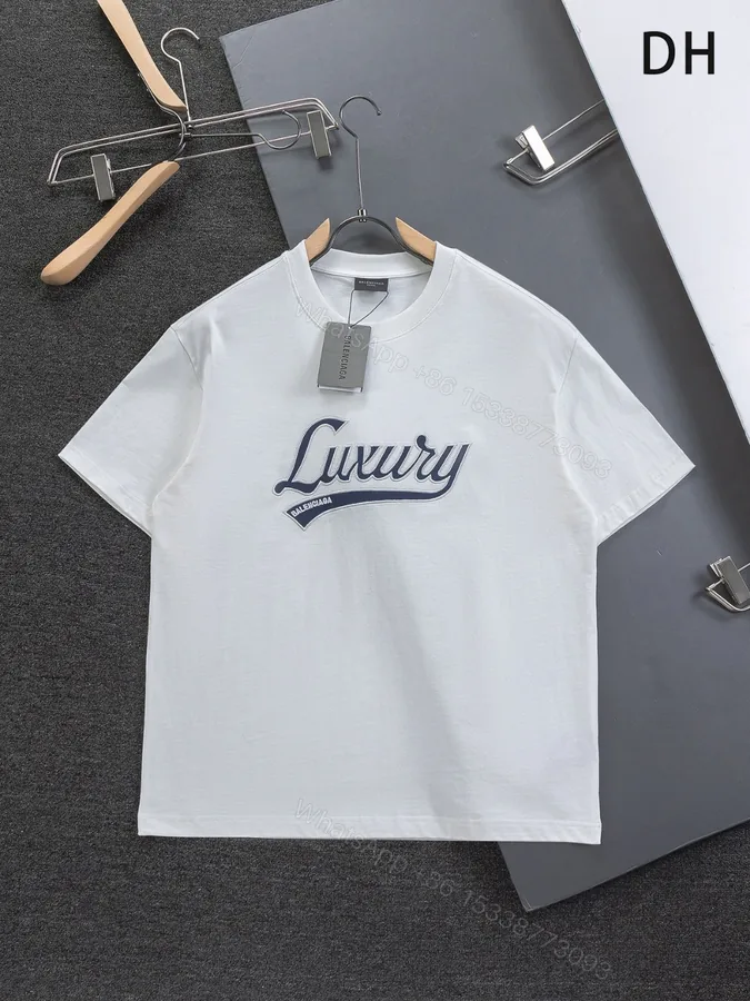 View 1 of Balenciaga高仿白色短袖T恤Luxury字樣刺繡簡約運動風格