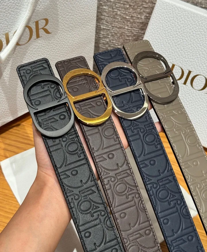 View 1 of Dior 高仿男士皮帶 壓紋LOGO款 金屬CD扣 實搭多色可選