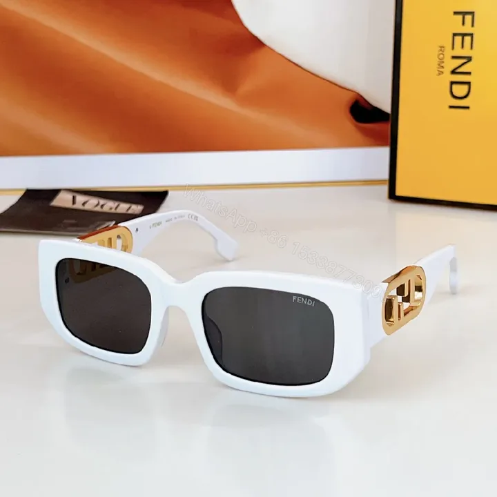 View 1 of White Acetate Square Sunglasses with Gold Accents, Oversized Frame