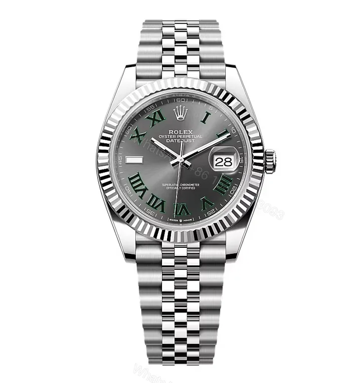 View 1 of Rolex Datejust Rhodium Dial 126334 “Wimbledon” Flutted/Jubilee 41 mm