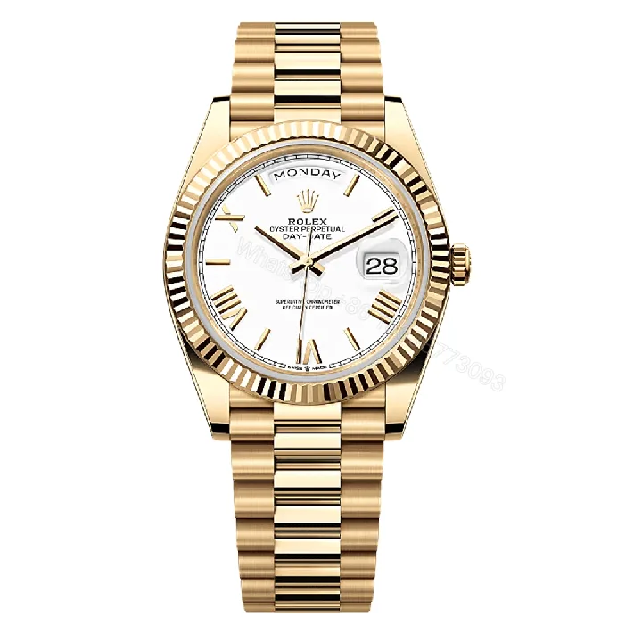View 1 of Rolex Day-Date 40 Yellow Gold White Roman Dial Replica