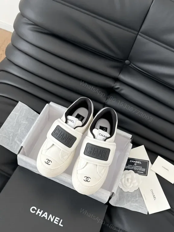 View 1 of Chanel-Inspired Slip-On Sneakers: Velcro Luxe Comfort