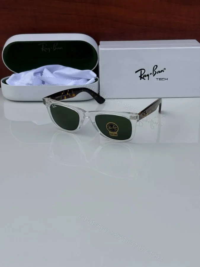 View 1 of First Copy Ray Ban 2140 Wayfarer Slant Transparent Green Men’s Sunglasses