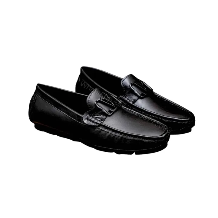 View 1 of Louis Vuitton Loafer Matte Leather With LV Logo In Black