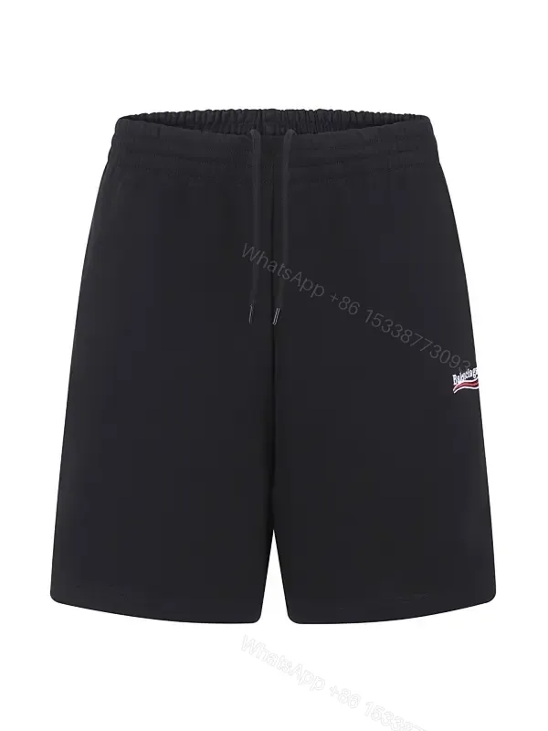 View 1 of Black Premium Knit Shorts: Minimalist Comfort, Drawstring Fit