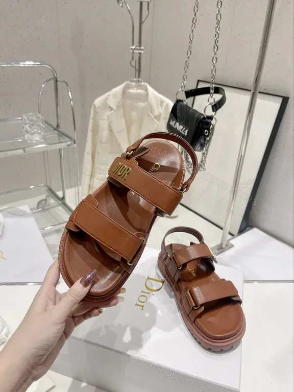 View 1 of Strap-Forward Leather Sandals: Dior-Inspired Luxury Comfort