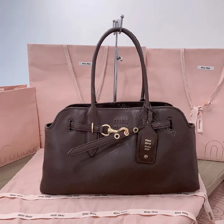 View 1 of Sophisticated Leather Tote: Structured, Gold Hardware, Everyday Carry