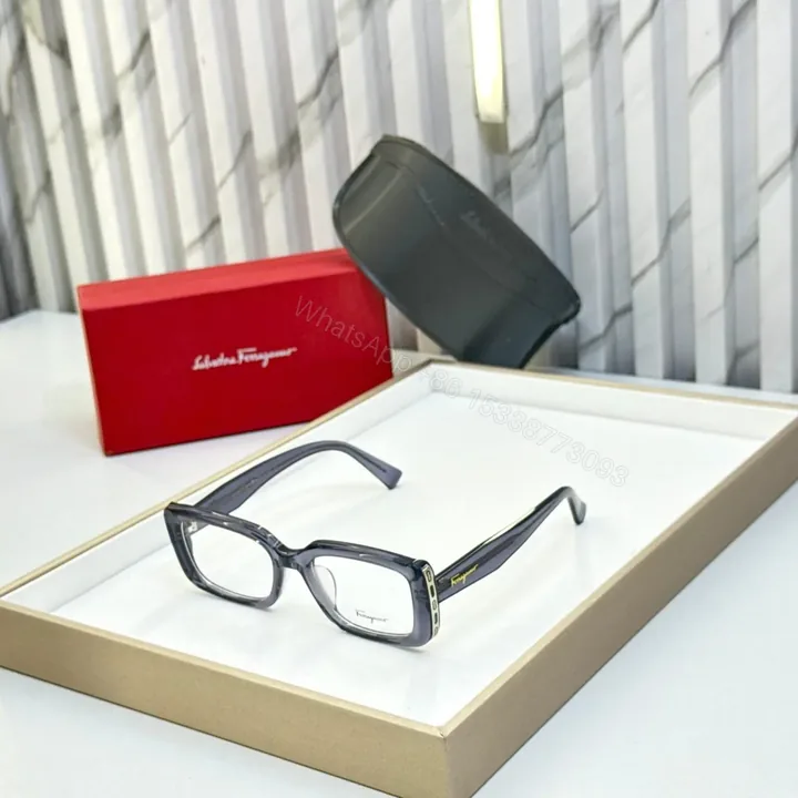 View 1 of Salvatore Ferragamo Rectangular Grey Eyeglasses