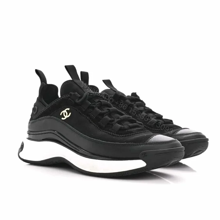 View 1 of Chanel Logo Low Top Trainer Sneakers Black