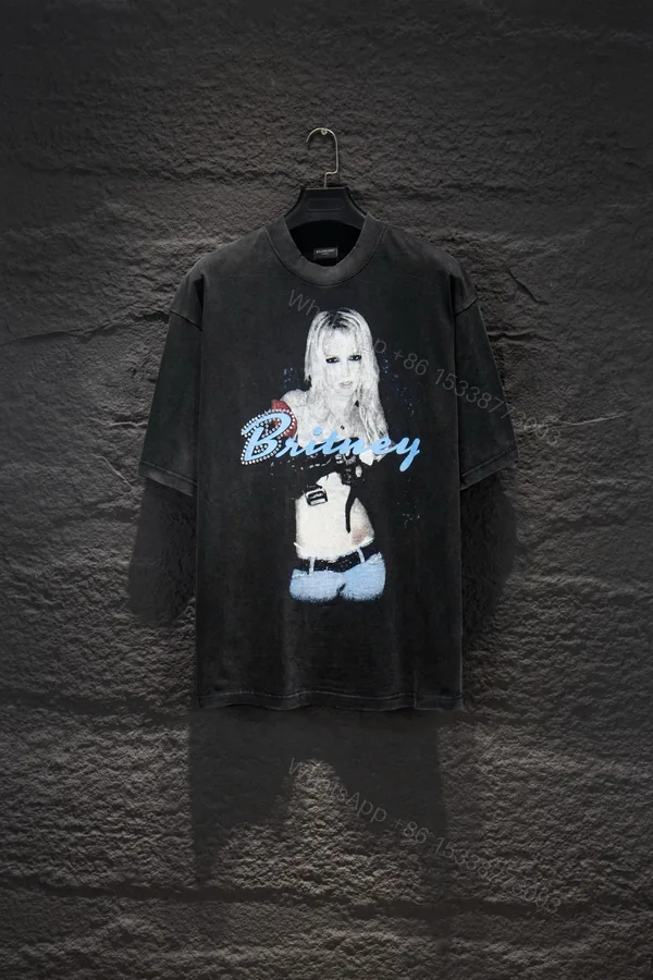 View 1 of Balenciaga 高仿 男款 BB字母Logo短袖T恤 黑色寬鬆街頭潮流款