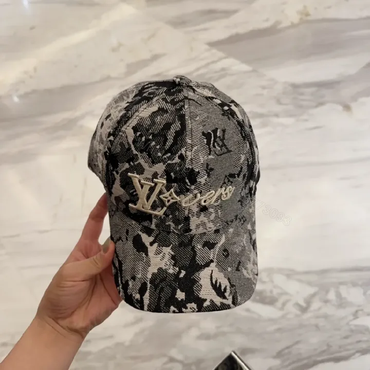 View 1 of Black & White Camouflage Cap with Metallic Emblem (Unisex)
