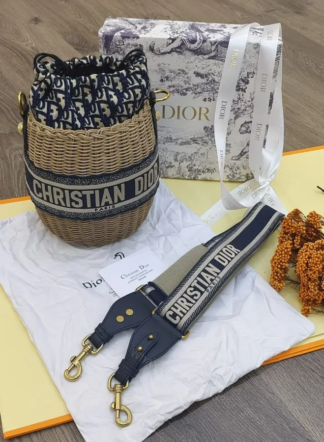 View 1 of DIOR WICKER Oblique BUCKET BAG