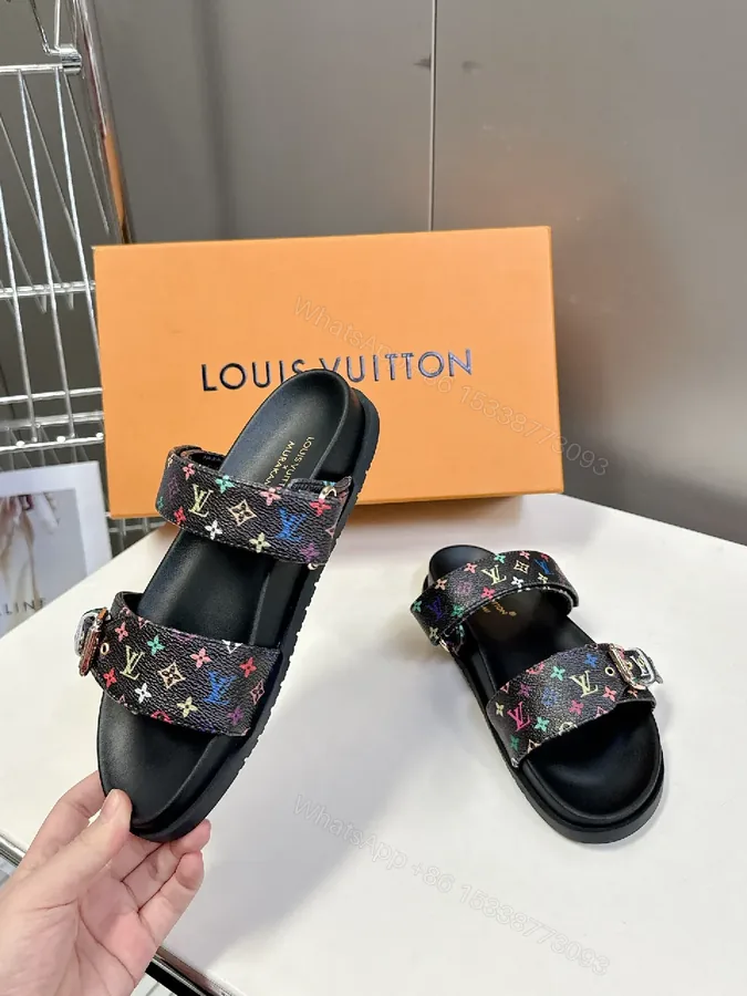 View 1 of Rainbow LV-Inspired Sandals: All-Day Comfort Luxury