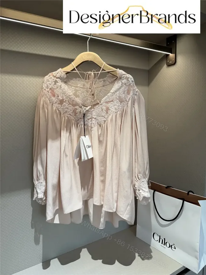 View 1 of Chloe Lace-Trimmed Silk Crepe de Chine Top