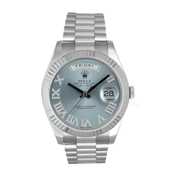 View 1 of Rolex Day-Date II 218239 Ice Blue Roman Diamond Dial Replica
