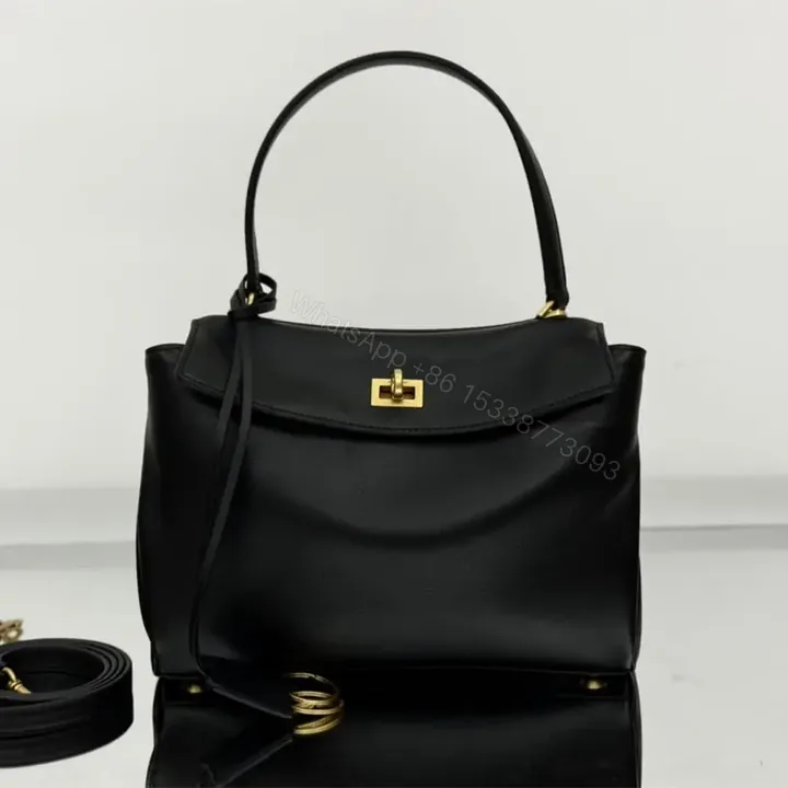 View 1 of 高仿Balenciaga*Rodeo系列V31000小牛皮手袋黑金小號免檢版