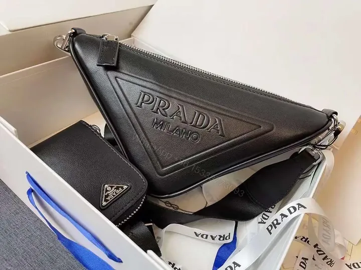 View 1 of Prada Black Leather Triangle Bag