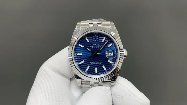 View 1 of Rolex Datejust 36 126234 Blue Dial Fluted Bezel Jubilee Bracelet Watch 126234-0017