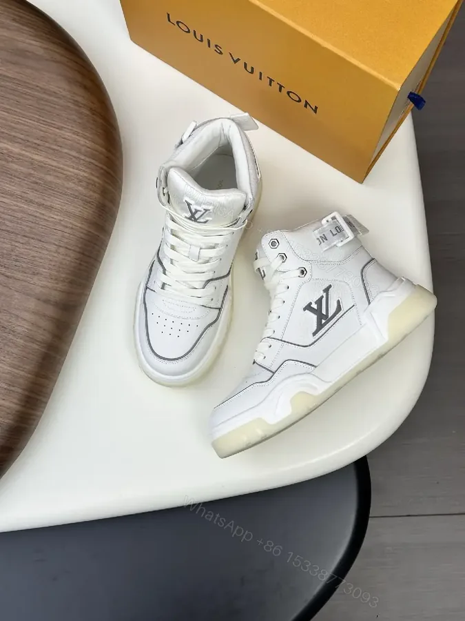 View 1 of White Leather High-Top Sneakers: Luxury Comfort Tailored
