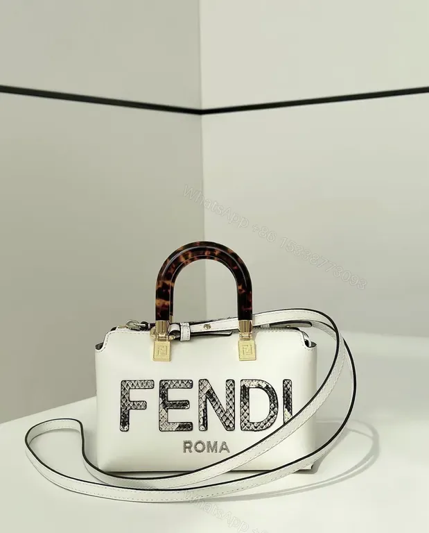 View 1 of Chic Fendi Satchel: White Leather, Logo, Versatile Luxury