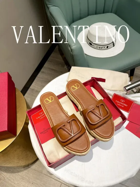 View 1 of Cognac Leather Slides â€” V Buckle Luxury, All-Day Comfort