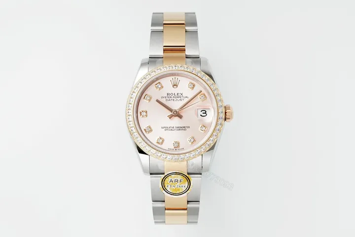 View 1 of Premium Rolex Datejust 31 Two Tone Pink Diamond replica 31MM Oyster Bracelet Edition RG-DATEJUST31-TWOTONE-PINK-DIAMOND-OYSTER