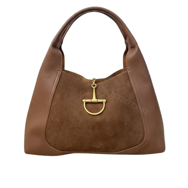 View 1 of Gucci Softbit Maxi Suede Shoulder Bag Brown 42Cm