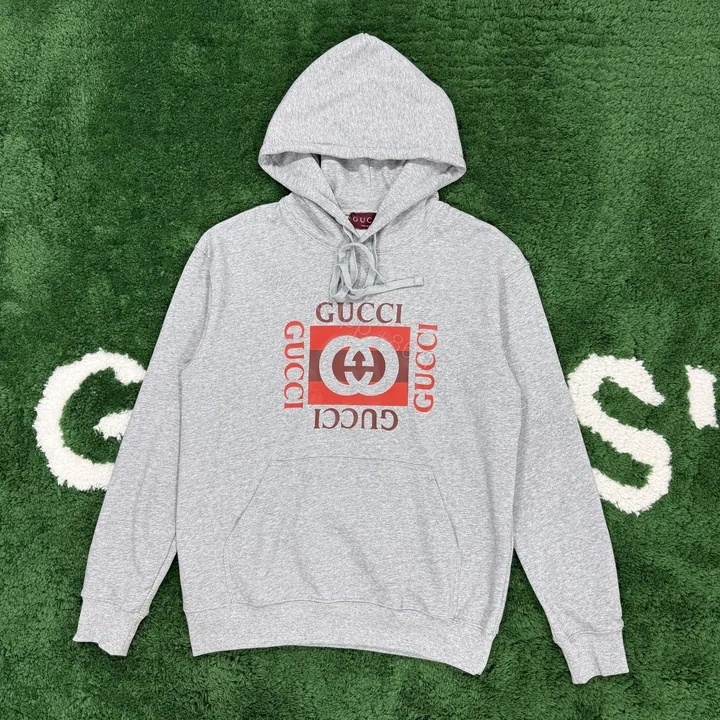 View 1 of Gucci一比一男士連帽衛衣灰色LOGO印花潮流百搭款