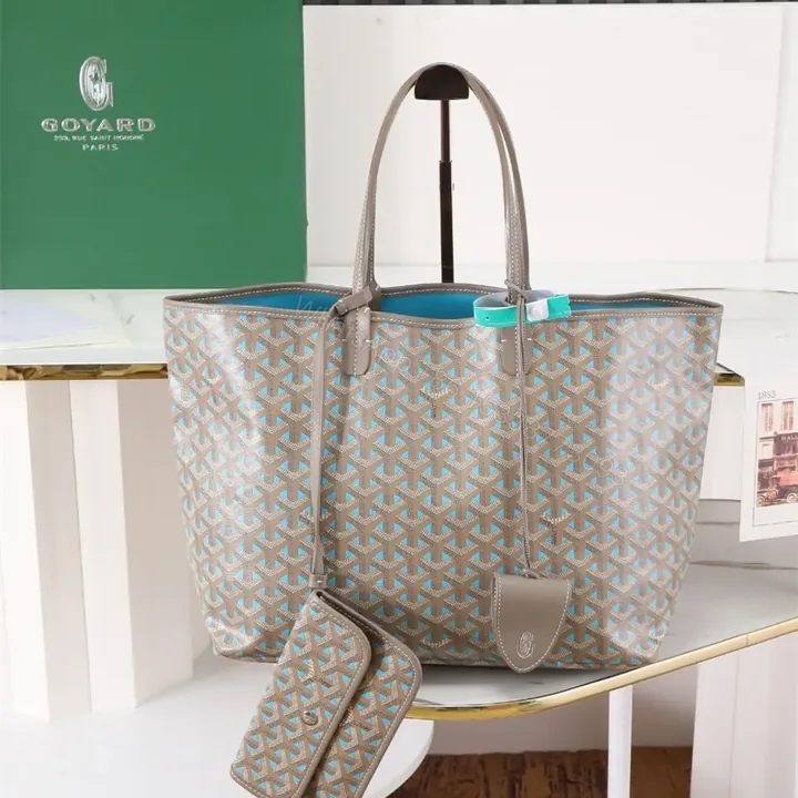 View 1 of 高仿Goyard*STLOUIP11滿印Tote手提袋咖藍免檢版小號