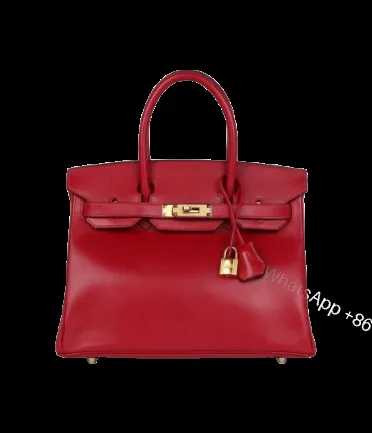 View 1 of Hermès Birkin 30 Rouge Vif Tadelakt Gold Hardware