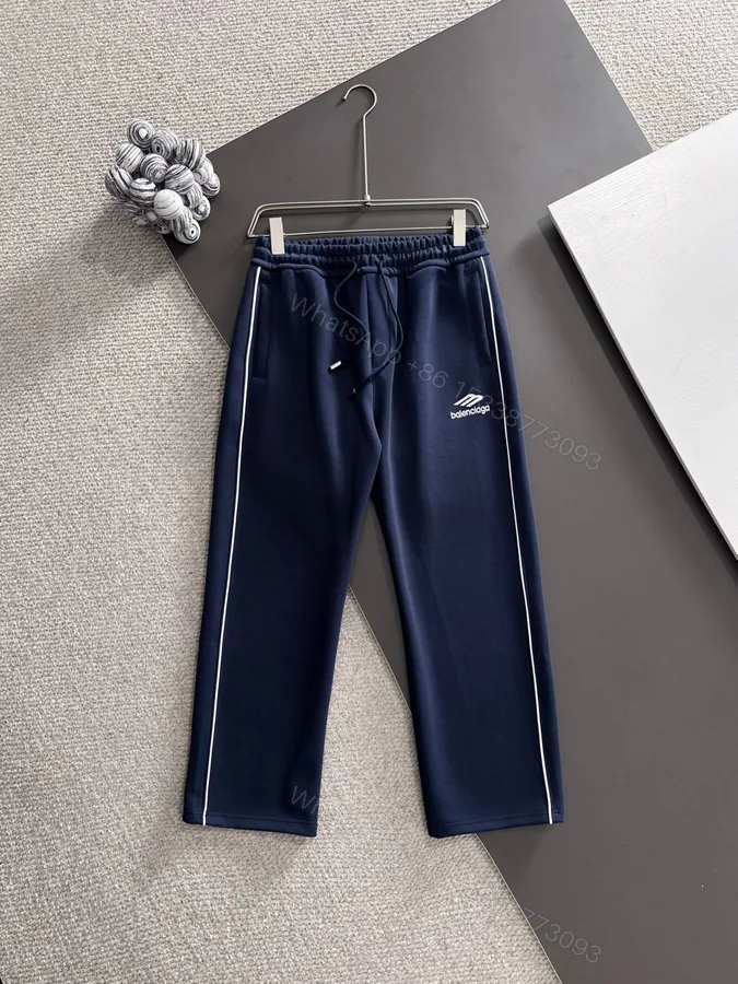 View 1 of Balenciaga A貨男士深藍運動褲 對比白邊線條簡約款
