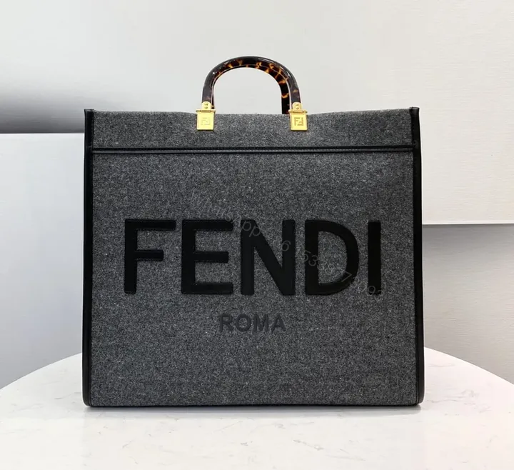 View 1 of Structured Wool-Blend Tote with Fendi-Inspired Accent Tote