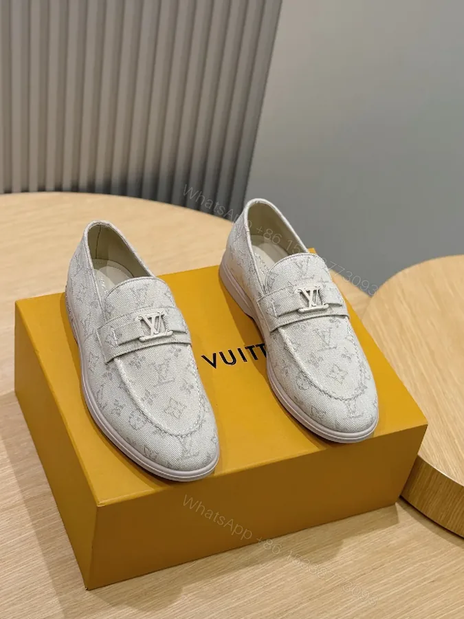 View 1 of Denim-Inspired Monogram Loafers: Textured Comfort, Everyday Style