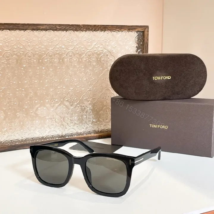 View 1 of Glossy Black Acetate Sunglasses, Modern Rectangular Style, Polarized Lenses