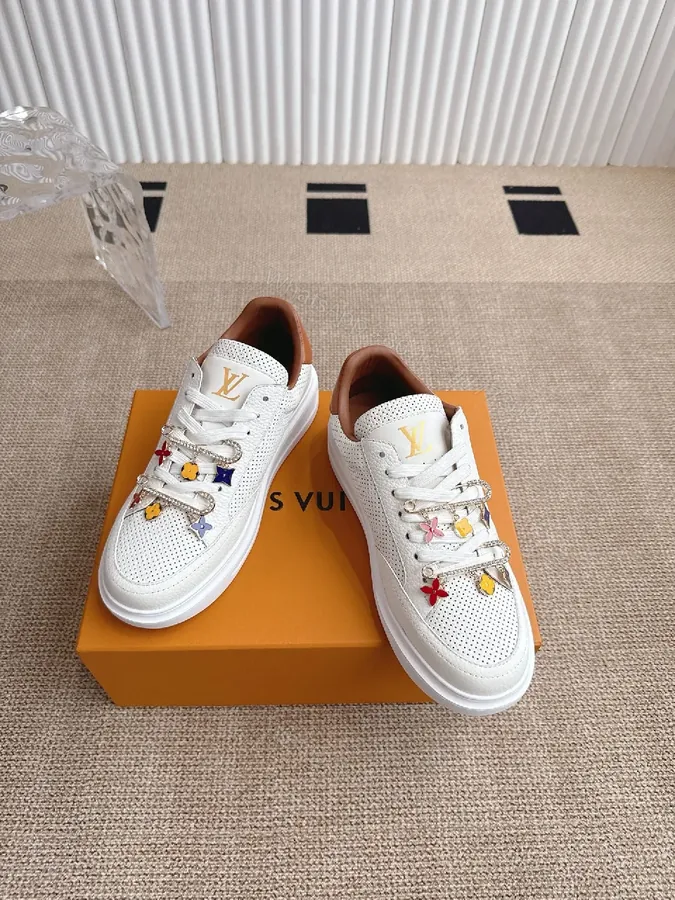View 1 of White Leather Low-Tops: Playful Charm Luxury Sneakers