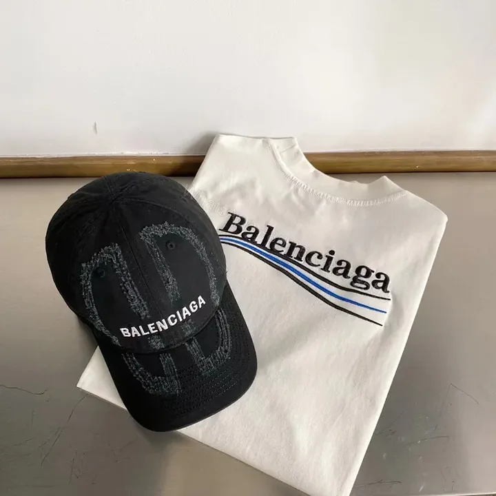 View 1 of Balenciaga Logo Tee & Cap Set: Premium Luxury Casual Duo