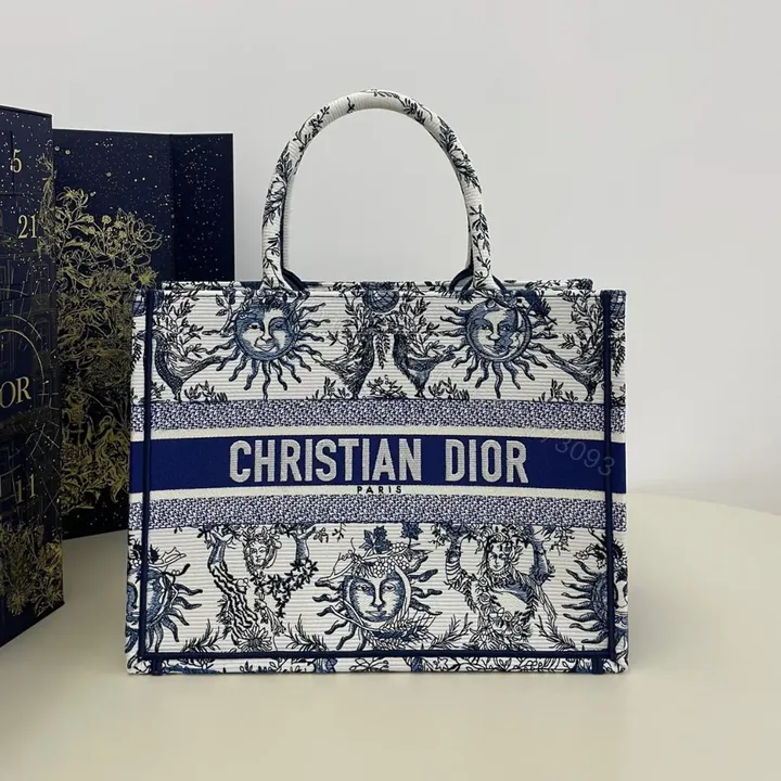 View 1 of Dior Book Tote Women’s Handbag Embroidered Fabric Size 36cm