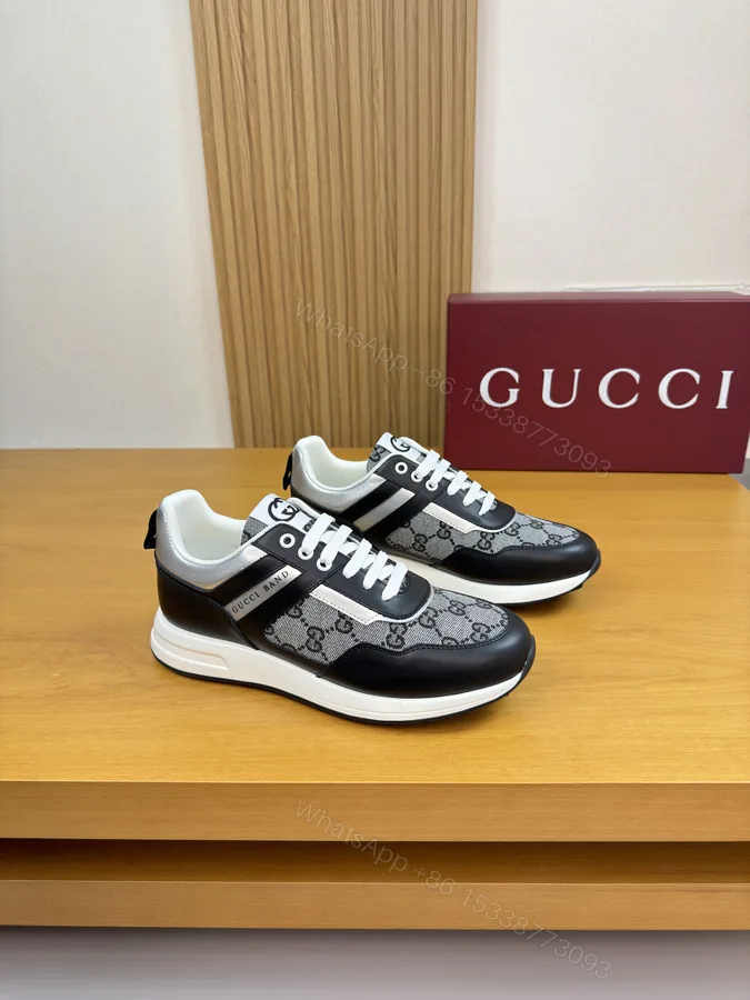 View 1 of GUCCI A貨男款雙G老花運動鞋 經典拼接休閒跑鞋