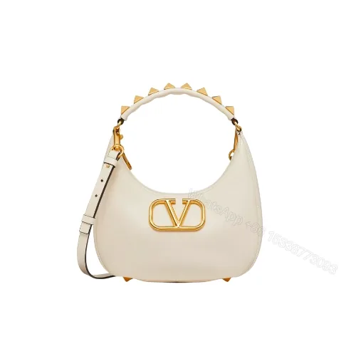 View 1 of VALENTINO STUD SIGN CALFSKIN HOBO BAG IN WHITE 1W2B0K69EIMI16