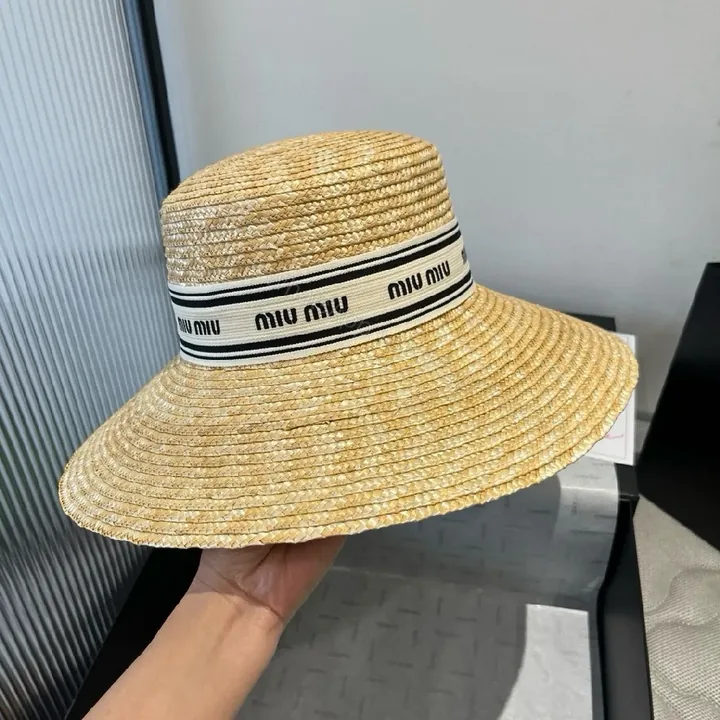 View 1 of Straw Sunhat + Beige Straw + Classic + Subtle Logo Detail + Hat