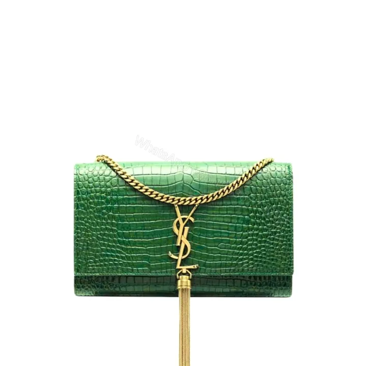 View 1 of Saint Laurent Kate Tassel Medium With Gold Hardware Green 22Cm