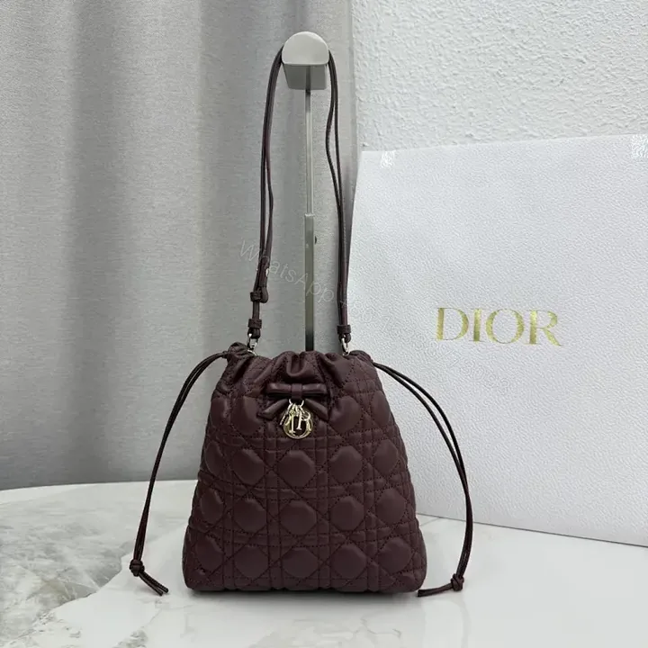 View 1 of Burgundy Quilted Drawstring Bag — Luxe Texture, Everyday Chic