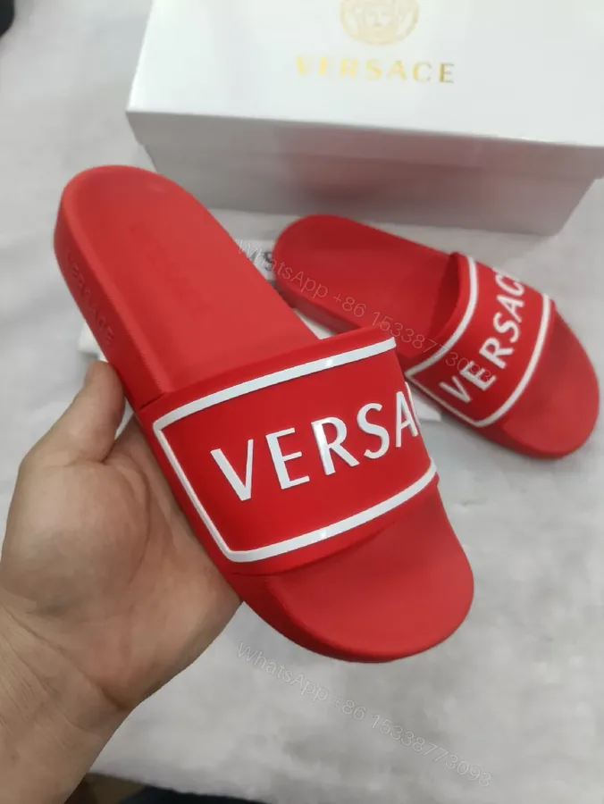 View 1 of Red Velour Slip-Ons with Bold Logo Band