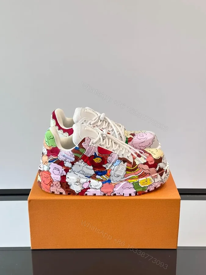View 1 of LV Men White Multicolor Leather Sneakers