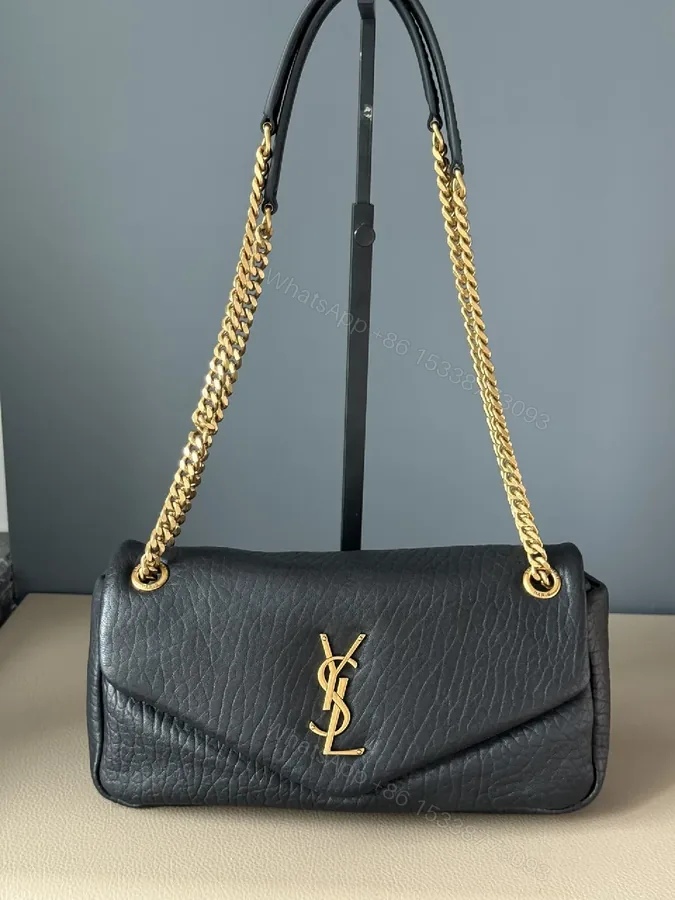 View 1 of Black Leather Flap Bag Gold Chain – Luxe Everyday Style
