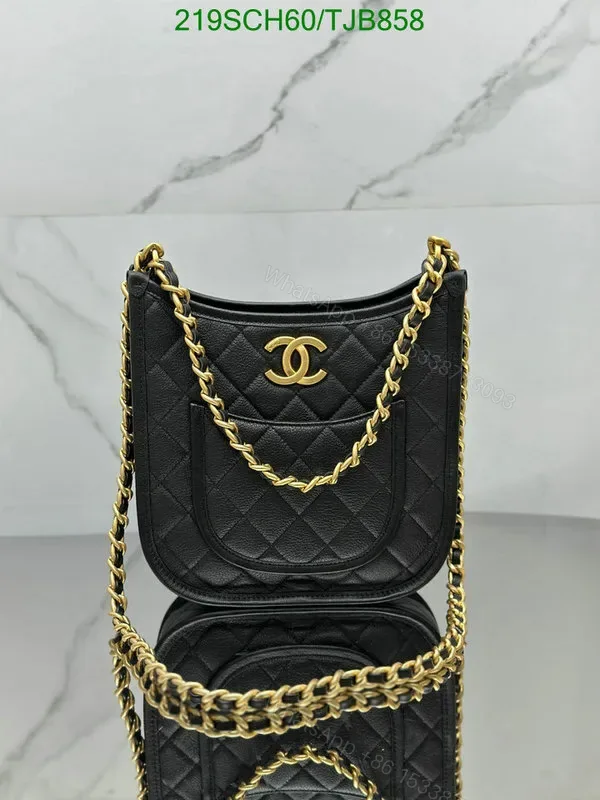 View 1 of Chanel 24SS Black Calfskin Hobo Handbag CC Quilted CP9964