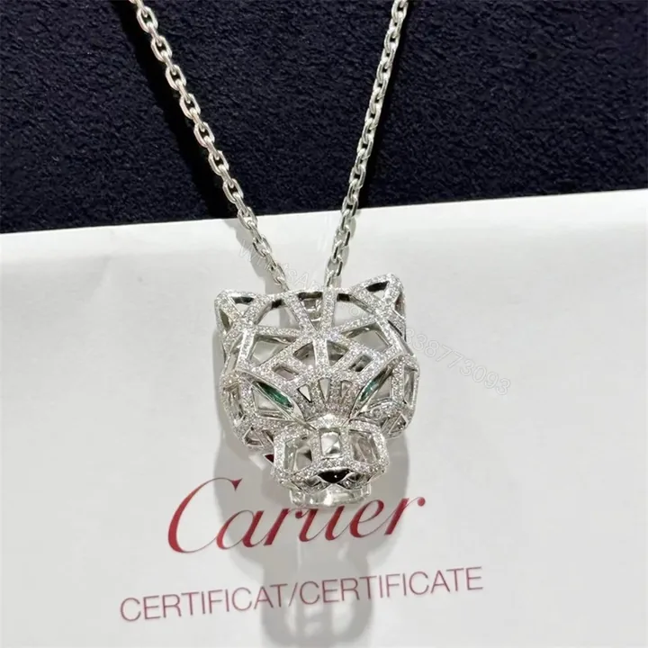 View 1 of Panthere De Cartier Hollow Head Necklace Full Pave Diamonds