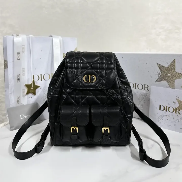 View 1 of 高仿Dior*Caro系列M6301M900小羊皮雙肩包黑色中號免檢版